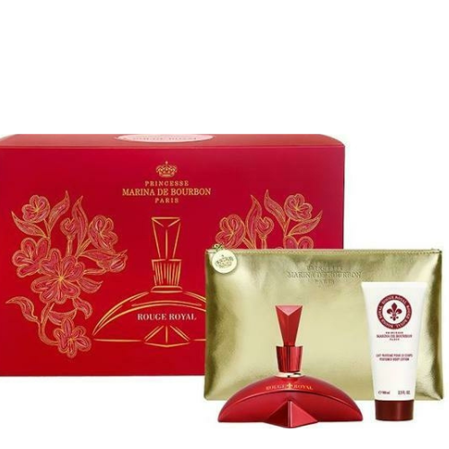 Kit Perfume Feminino Rouge Royal de Marina De Bourbon 100ml e Body Lotion 100ml + Nécessaire